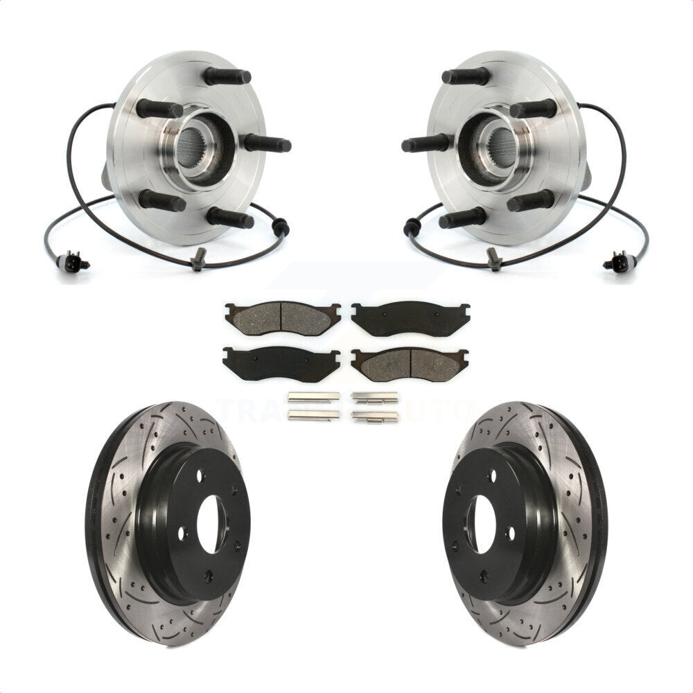 Hub Bearing Assembly Drill Slot Brake Rotor Pad Front Kit For 2006 Dodge Durango