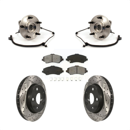 Hub Bearing Drilled Slot Brake Rotor & Pad Front Kit For 2007-2010 Jeep Wrangler