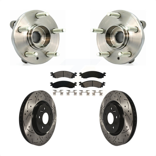 Hub Bearing Drilled Slot Brake Rotor Pad Front Kit For 2010-2012 Ford Taurus SHO