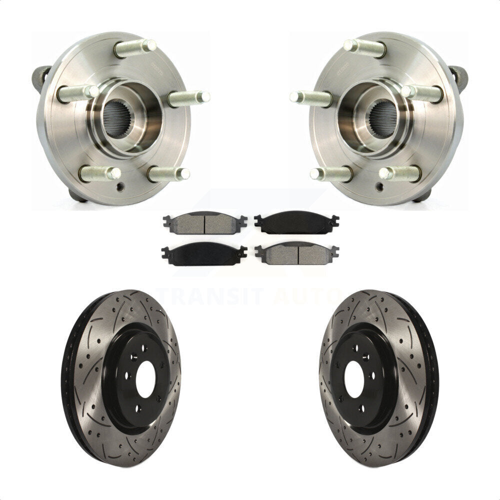 Hub Bearing Coat Drill Slot Brake Rotor Pads Front Kit For 2009-2010 Lincoln MKS