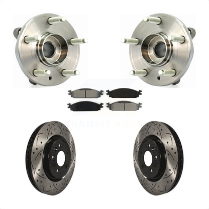 Hub Bearing Coat Drill Slot Brake Rotor Pads Front Kit For 2009-2010 Lincoln MKS
