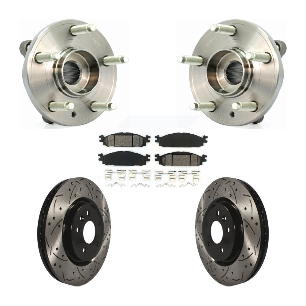 Hub Bearing Drilled Slot Brake Rotor Pads Front Kit For Ford Flex Taurus Lincoln