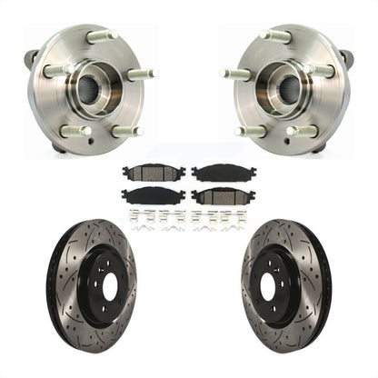 Hub Bearing Drilled Slot Brake Rotor Pads Front Kit For Ford Flex Taurus Lincoln