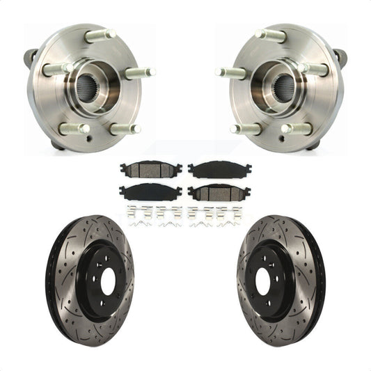 Hub Bearing Drilled Slot Brake Rotor Pads Front Kit For Ford Flex Taurus Lincoln