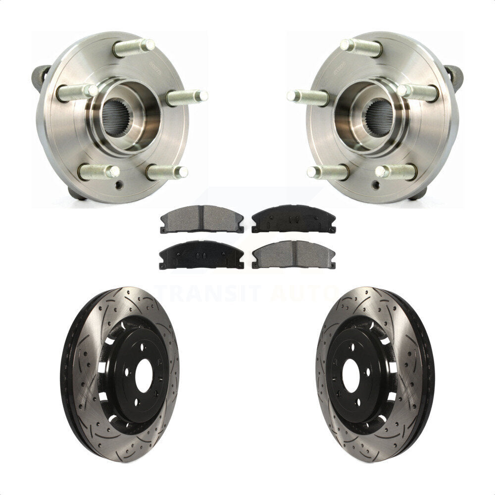 Hub Bearing Drilled Slot Brake Rotor Pads Front Kit For Ford Flex Taurus Lincoln