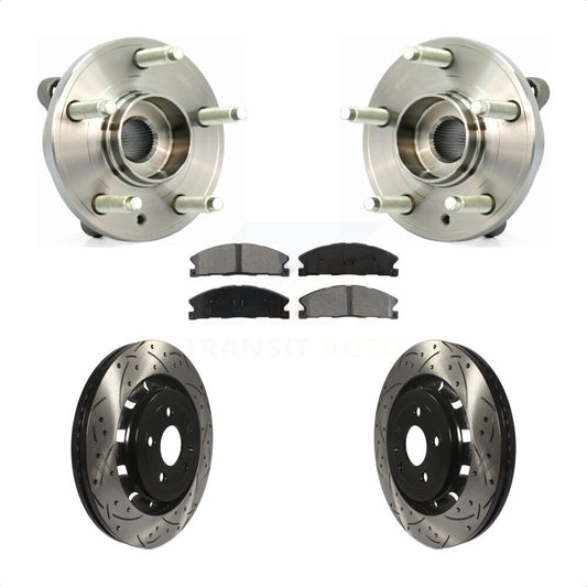 Hub Bearing Drilled Slot Brake Rotor Pads Front Kit For Ford Flex Taurus Lincoln