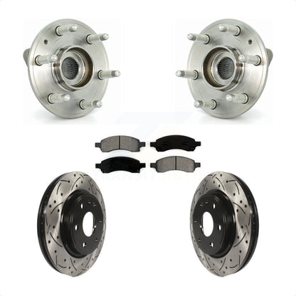 Hub Bearing Drilled Slot Brake Rotor Pads Front Kit For GMC Acadia Buick Enclave