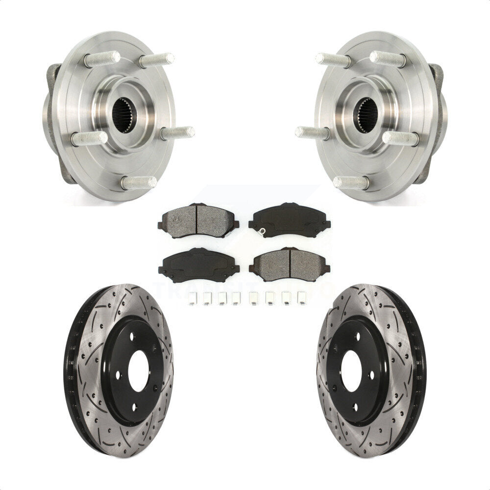 Hub Bearing Assembly Coat Drill Slot Brake Rotor Pad Front Kit For Dodge Journey
