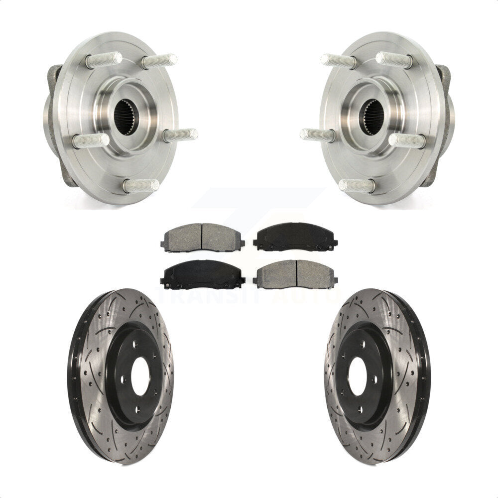 Hub Bearing Assembly Coat Drill Slot Brake Rotor Pad Front Kit For Dodge Journey