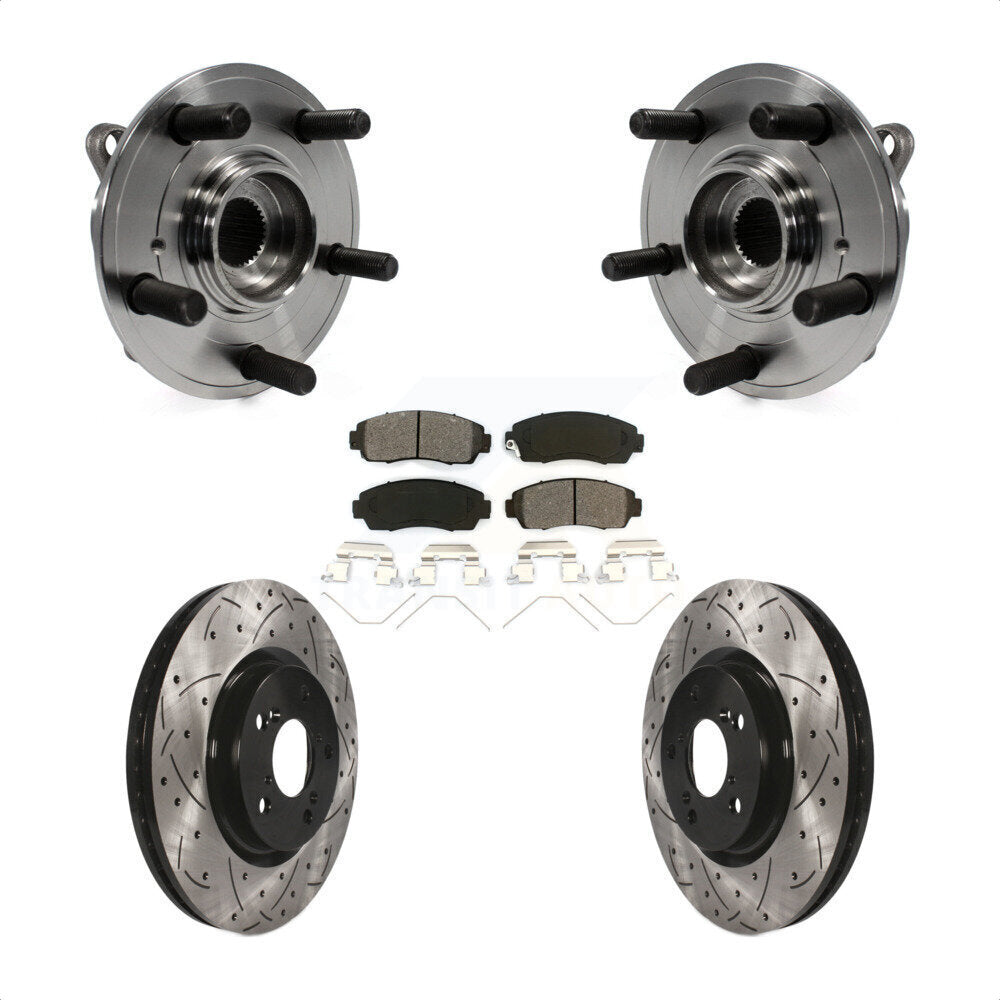 Hub Bearing Drilled Slot Brake Rotor & Pad Front Kit For 2011-2014 Honda Odyssey