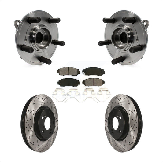 Hub Bearing Drilled Slot Brake Rotor & Pad Front Kit For 2011-2014 Honda Odyssey