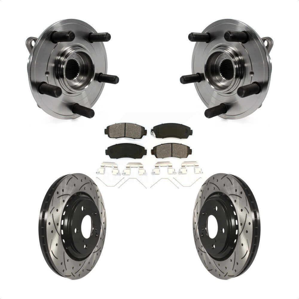 Hub Bearing Drilled Slot Brake Rotor & Pad Front Kit For 2015-2017 Honda Odyssey