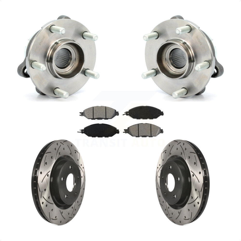 Hub Bearing Drilled Slot Brake Rotor Pads Front Kit For Nissan Pathfinder Murano