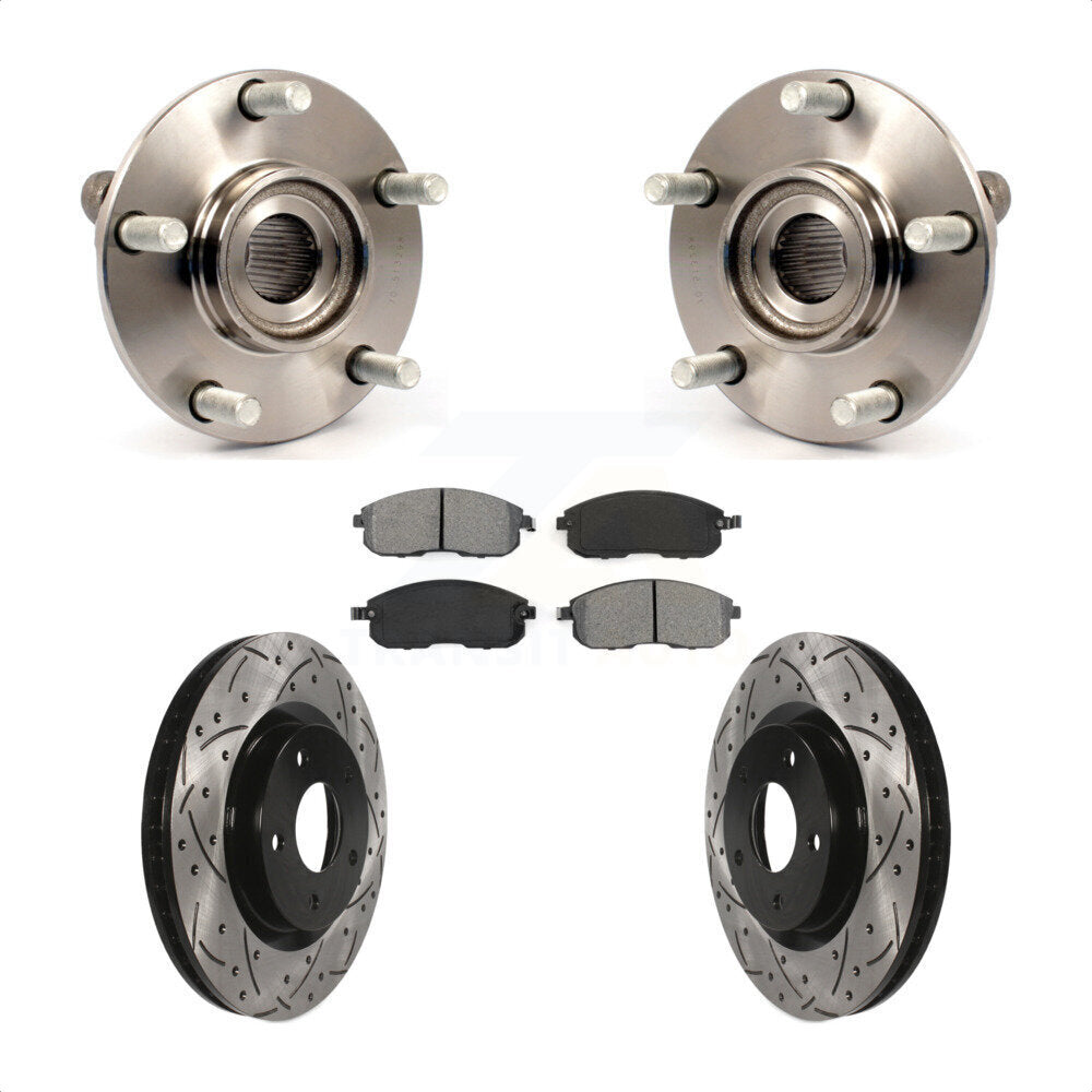 Hub Bearing Assembly Coat Drill Slot Brake Rotor Pad Front Kit For Nissan Sentra