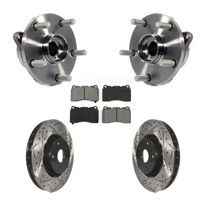 Hub Bearing Coat Drill Slot Brake Rotor Pad Front Kit For Subaru Impreza WRX STI