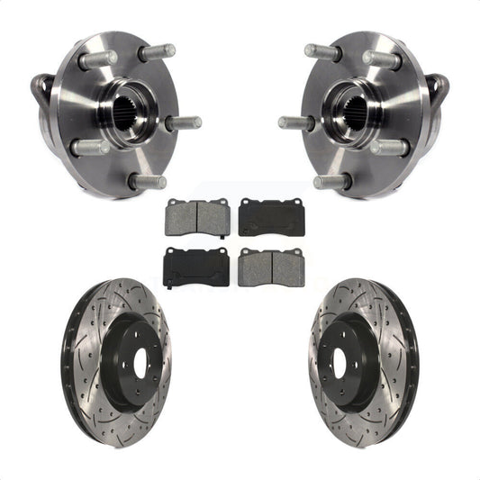 Hub Bearing Coat Drill Slot Brake Rotor Pad Front Kit For Subaru Impreza WRX STI
