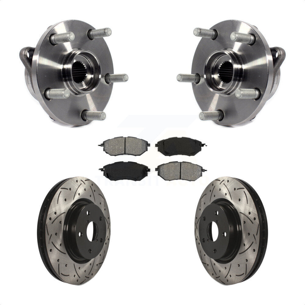 Hub Bearing Drilled Slot Brake Rotor Pad Front Kit For Subaru Outback WRX Legacy