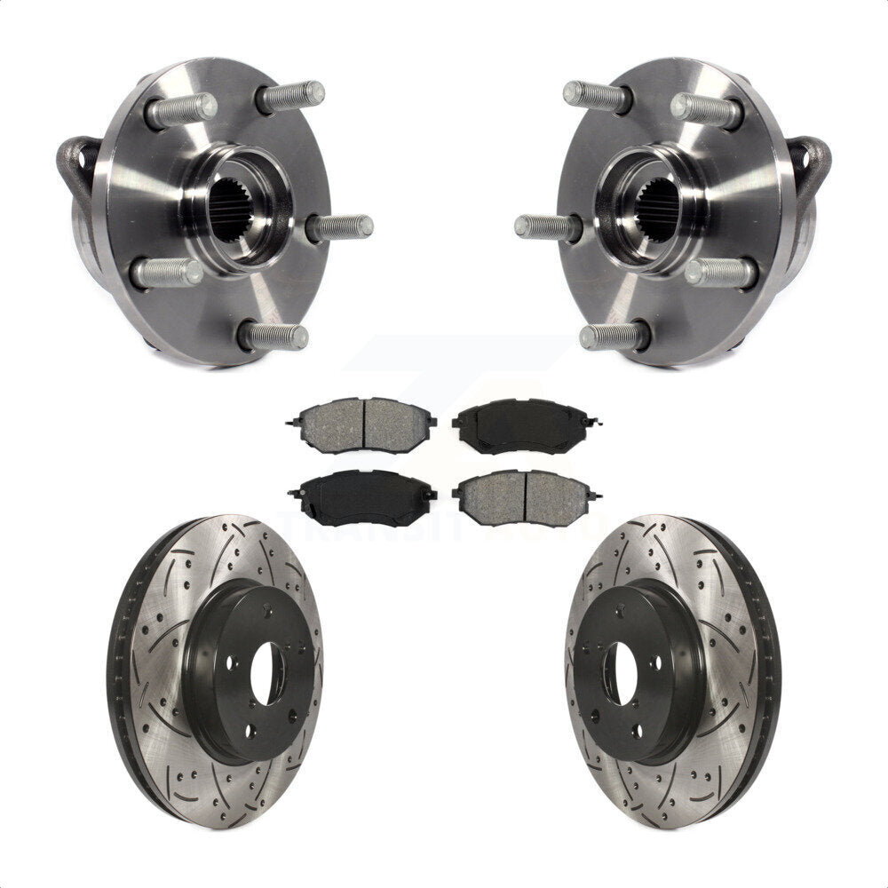 Hub Bearing Drilled Slot Brake Rotor & Pad Front Kit For 2015 Subaru Legacy 2.5L
