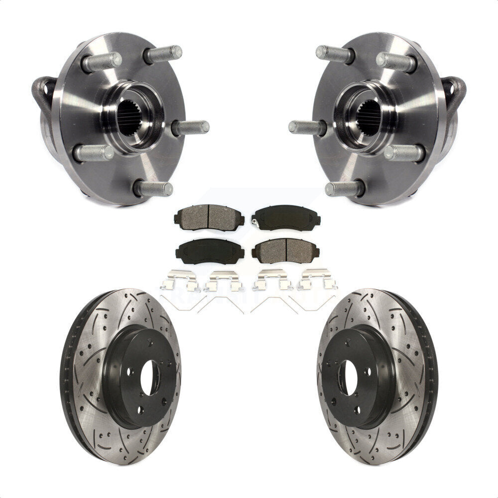 Hub Bearing Drilled Slot Brake Rotor Pads Front Kit For 16-19 Subaru Legacy 2.5L