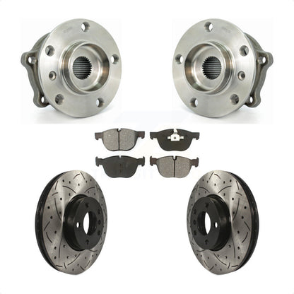 Hub Bearing Assembly Coated Drilled Slot Brake Rotor Pad Front Kit For BMW X5 X6