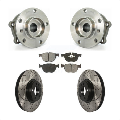 Hub Bearing Drill Slot Brake Rotor Pads Front Kit For BMW X5 X6 M12 X 1.5 Thread