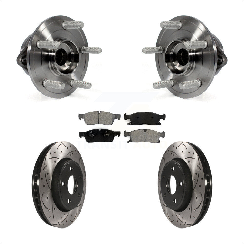 Hub Bearing Drilled Slot Brake Rotor Pad Front Kit For Jeep Grand Cherokee Dodge