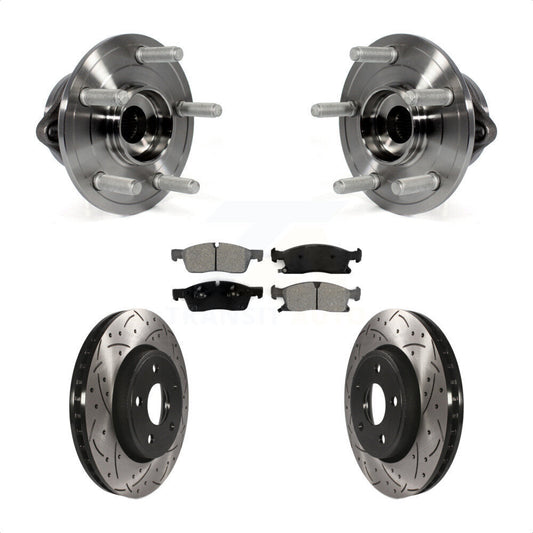 Hub Bearing Drilled Slot Brake Rotor Pad Front Kit For Jeep Grand Cherokee Dodge