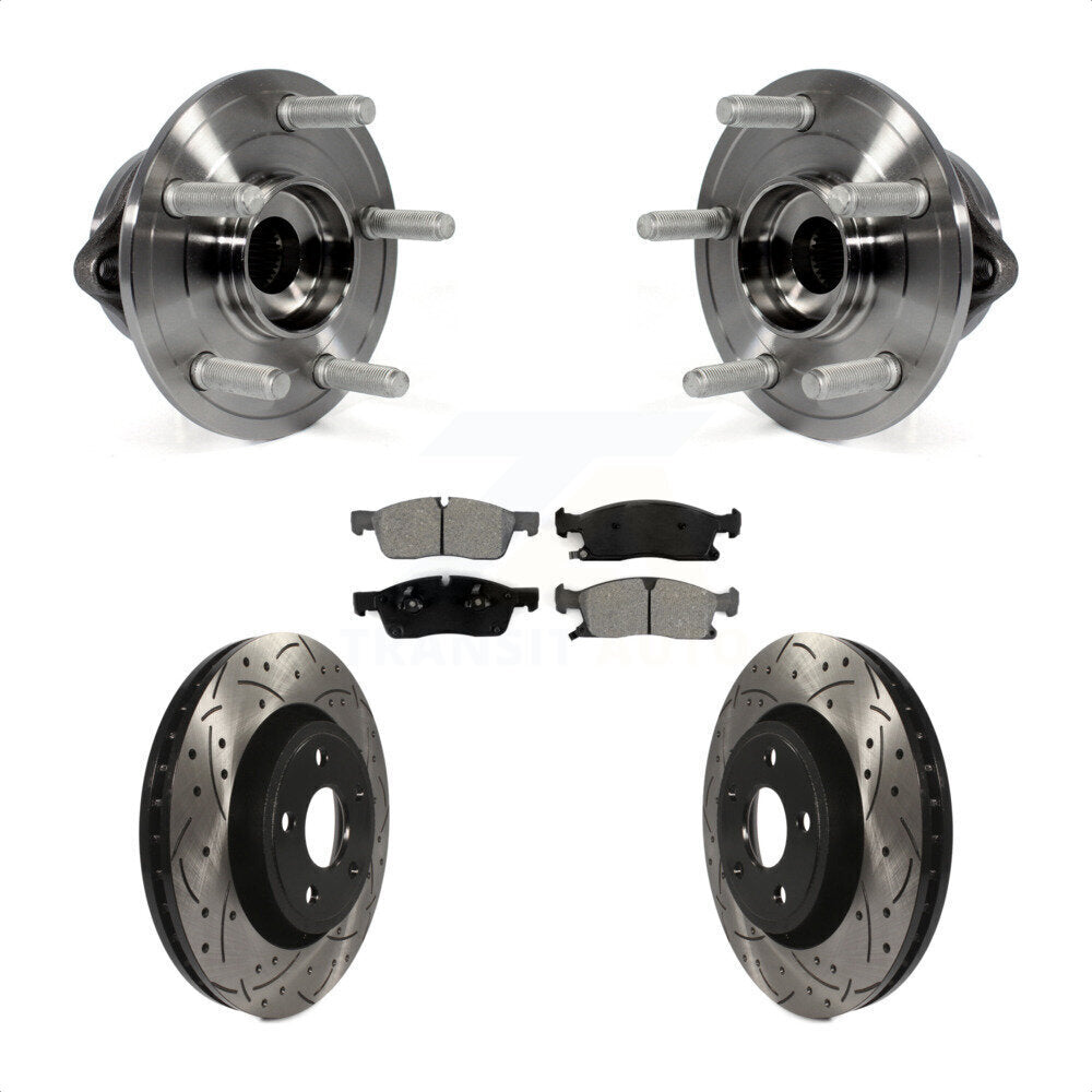 Hub Bearing Drilled Slot Brake Rotor Pad Front Kit For Jeep Grand Cherokee Dodge
