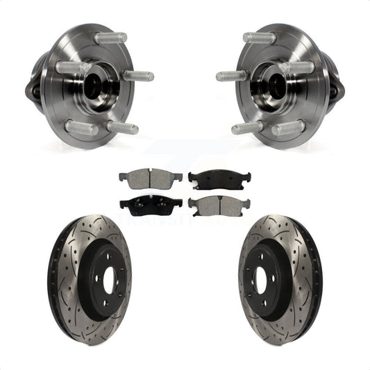 Hub Bearing Drilled Slot Brake Rotor Pad Front Kit For Jeep Grand Cherokee Dodge