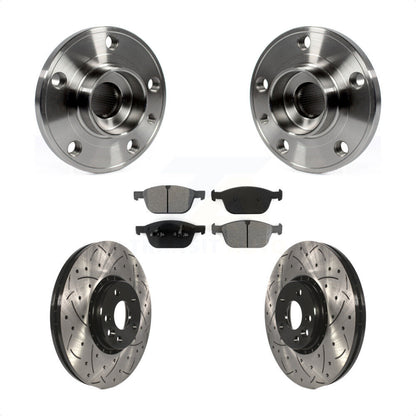 Hub Bearing Coated Drill Slot Brake Rotor Pad Front Kit For 2010-2015 Volvo XC60
