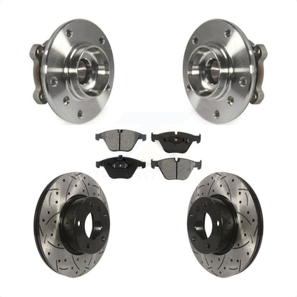 Hub Bearing Drilled Slot Brake Rotor Pad Front Kit For BMW X1 xDrive28i with AWD
