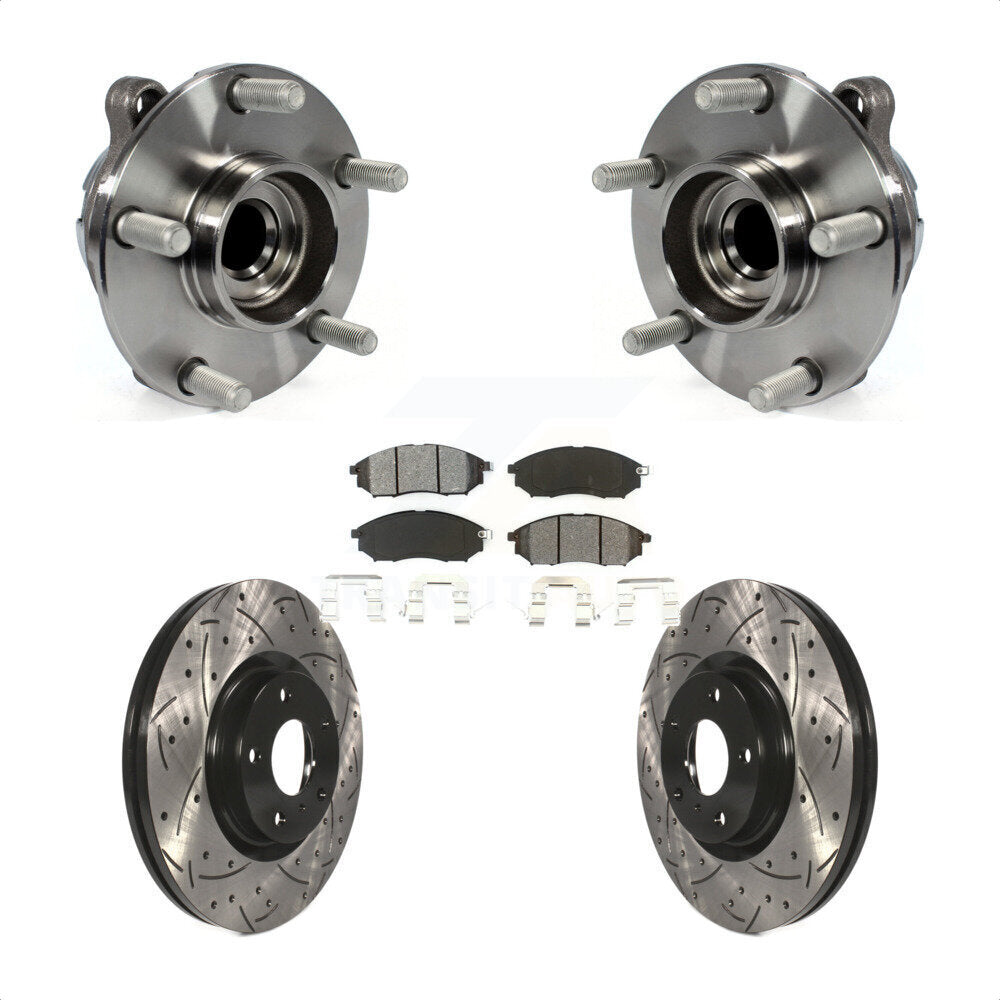 Hub Bearing Drilled Slot Brake Rotor Pad Front Kit For INFINITI EX35 Nissan 370Z