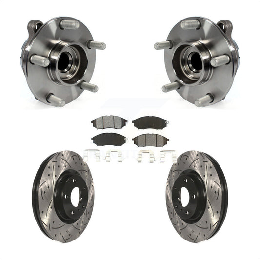Hub Bearing Drilled Slot Brake Rotor Pad Front Kit For INFINITI EX35 Nissan 370Z