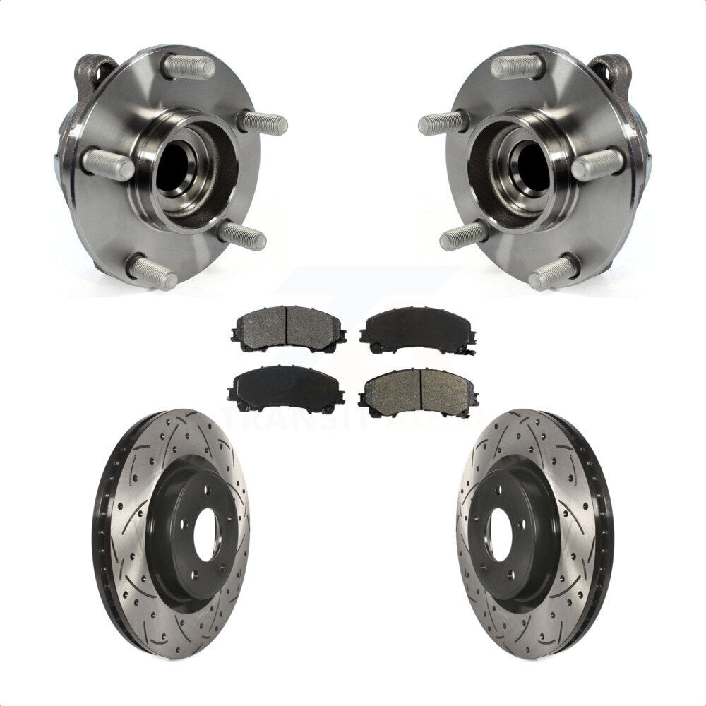 Hub Bearing Drilled Slot Brake Rotor Pad Front Kit For INFINITI Q50 QX50 Q60 RWD