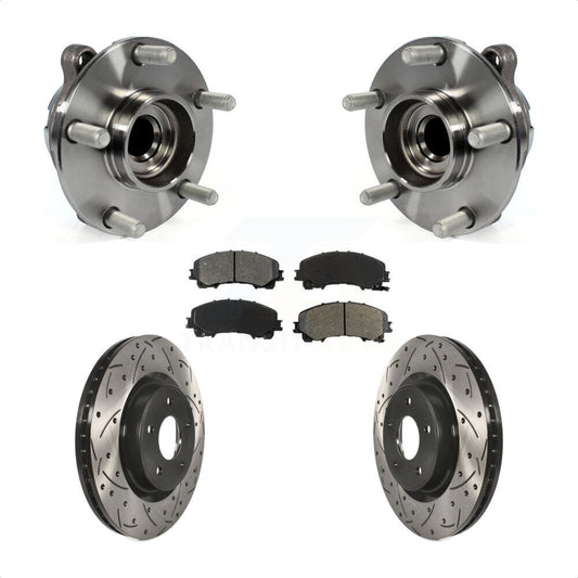 Hub Bearing Drilled Slot Brake Rotor Pad Front Kit For INFINITI Q50 QX50 Q60 RWD