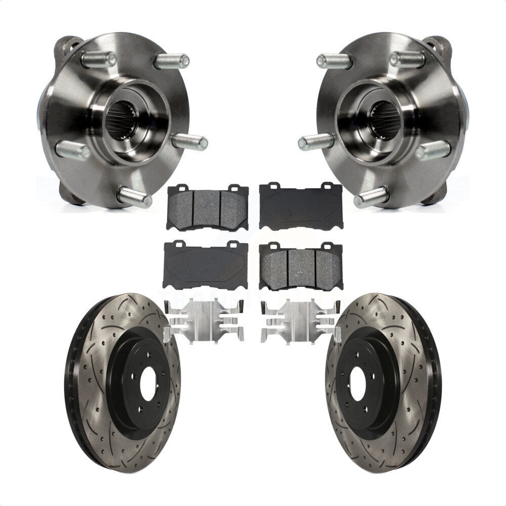 Hub Bearing Drilled Slot Brake Rotor Pad Front Kit For INFINITI Q50 Q60 M37 FX50
