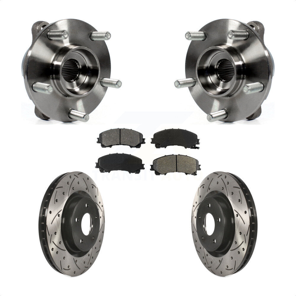 Hub Bearing Drilled Slot Brake Rotor Pad Front Kit For INFINITI Q50 QX50 Q60 AWD