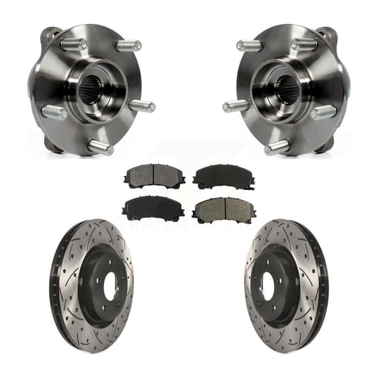 Hub Bearing Drilled Slot Brake Rotor Pad Front Kit For INFINITI Q50 QX50 Q60 AWD