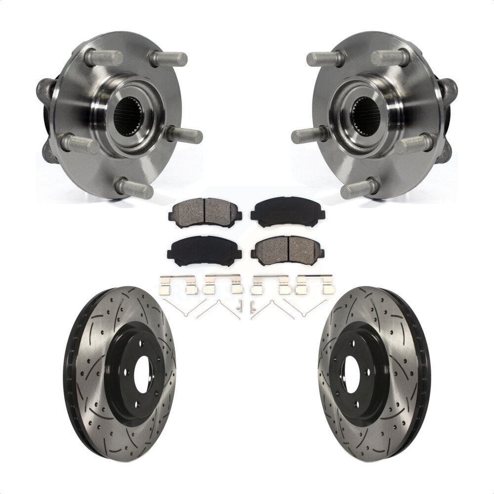 Hub Bearing Drill Slot Brake Rotor Pads Front Kit For 14-17 Nissan Juke Nismo RS