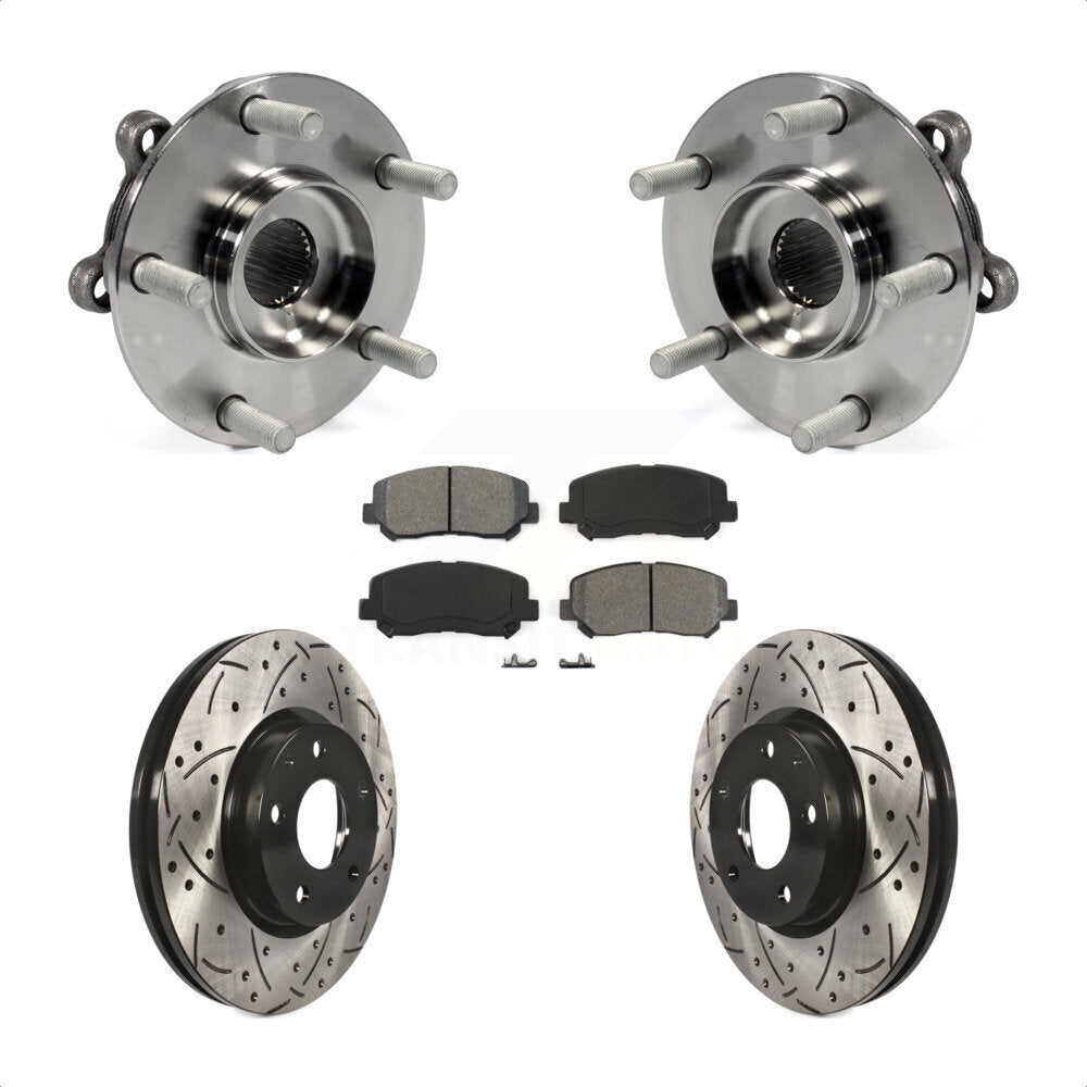 Hub Bearing Coated Drill Slot Brake Rotor Pad Front Kit For 2013-2015 Mazda CX-5