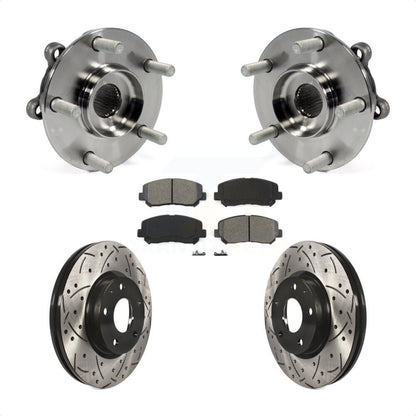 Hub Bearing Coated Drill Slot Brake Rotor Pad Front Kit For 2013-2015 Mazda CX-5