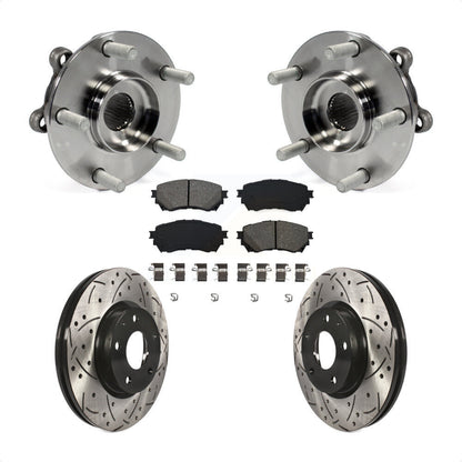 Hub Bearing Assembly Coated Drilled Slot Brake Rotor & Pad Front Kit For Mazda 6