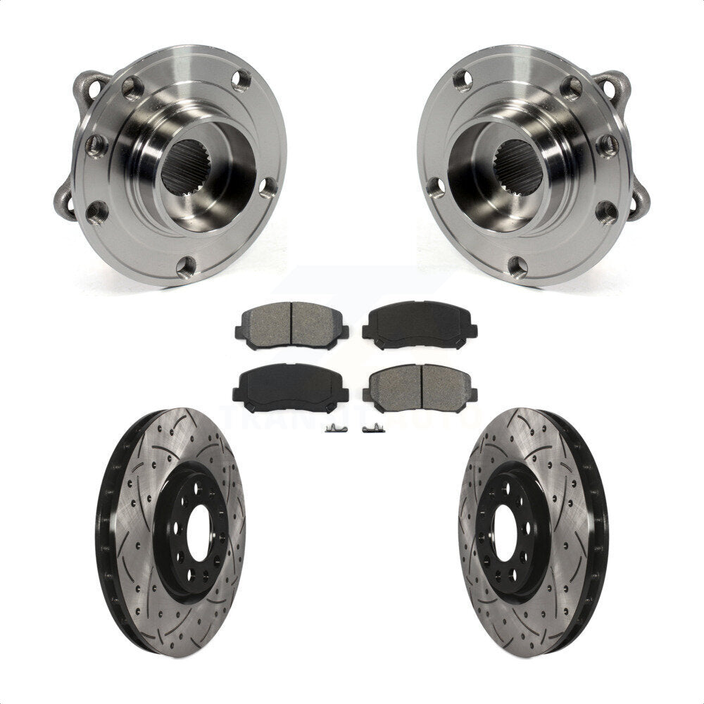 Hub Bearing Drilled Slot Brake Rotor & Pad Front Kit For Chrysler 200 Dodge Dart