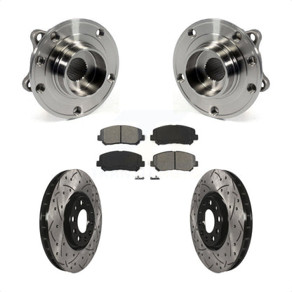 Hub Bearing Drilled Slot Brake Rotor & Pad Front Kit For Chrysler 200 Dodge Dart