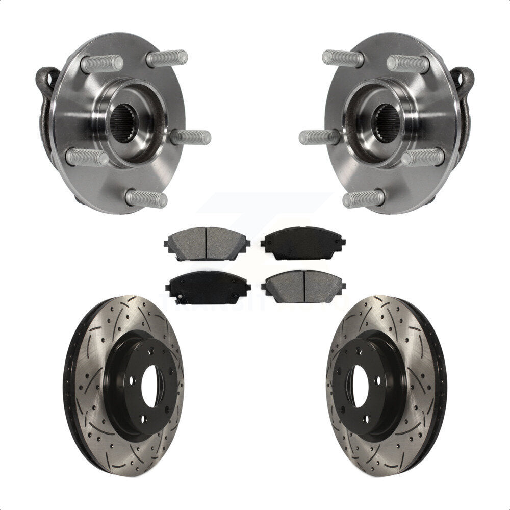 Hub Bearing Assembly Drill Slot Brake Rotor Pad Front Kit For Mazda 3 CX-3 Sport