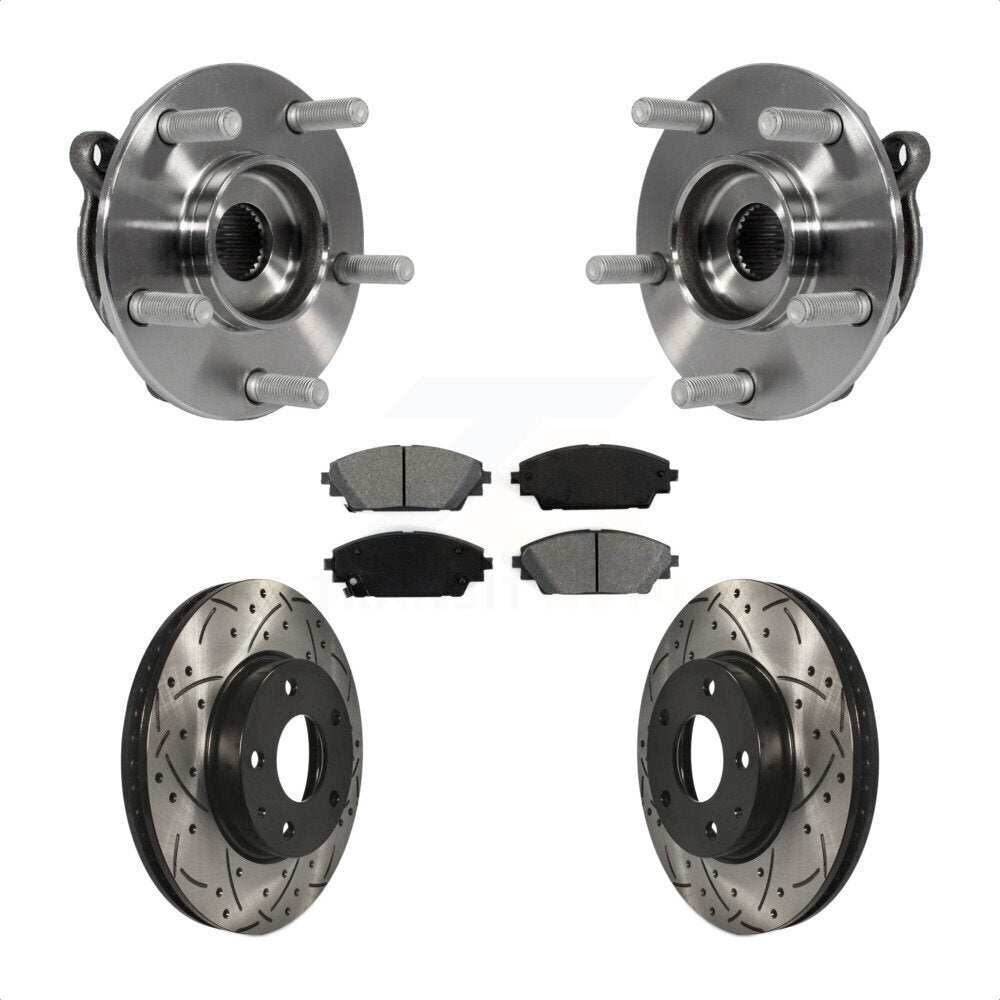 Hub Bearing Assembly Drill Slot Brake Rotor Pad Front Kit For Mazda 3 CX-3 Sport