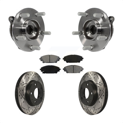 Hub Bearing Assembly Drill Slot Brake Rotor Pad Front Kit For Mazda 3 CX-3 Sport