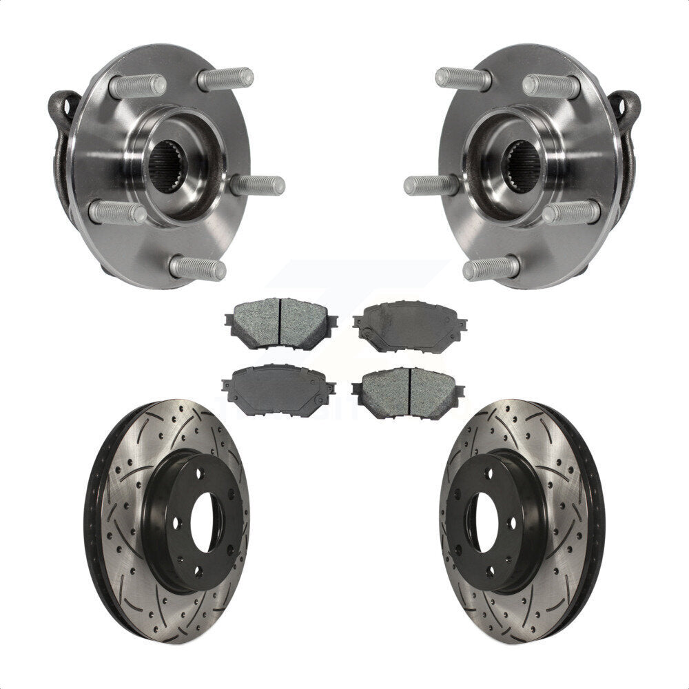 Hub Bearing Assembly Coat Drill Slot Brake Rotor Pad Front Kit For Mazda 3 Sport