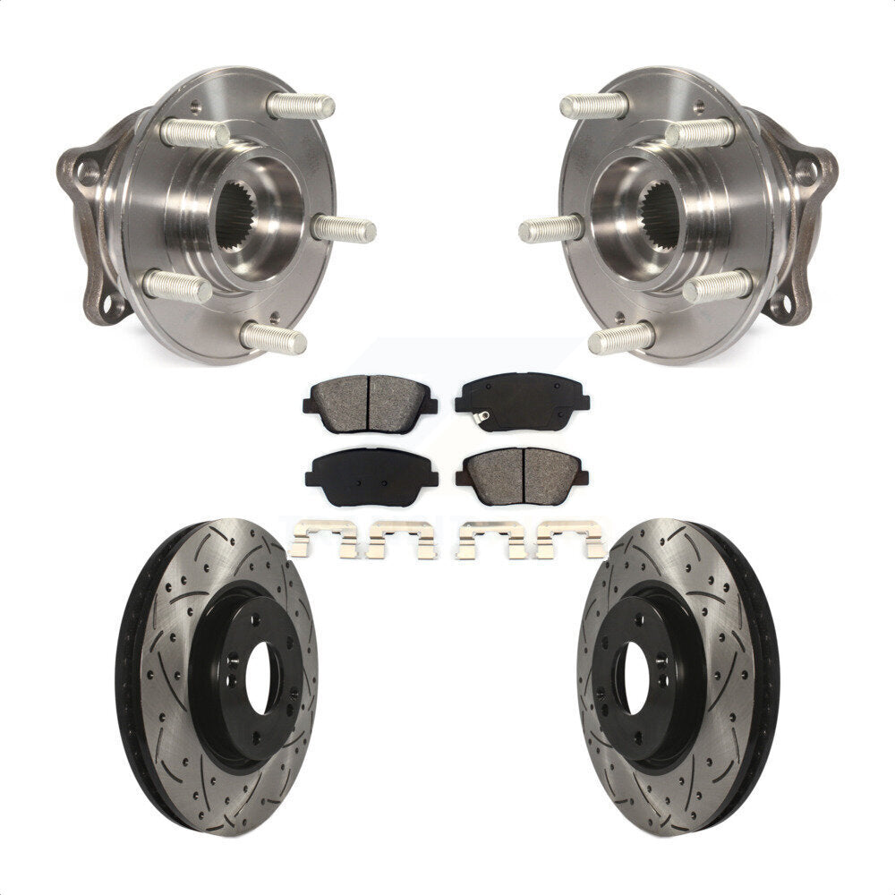 Hub Bearing Assembly Drilled Slot Brake Rotor & Pad Front Kit For Hyundai Sonata