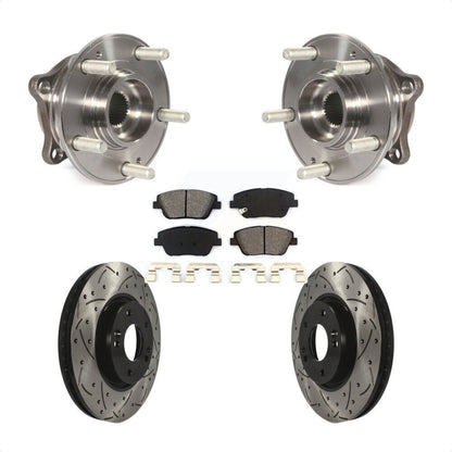 Hub Bearing Assembly Drilled Slot Brake Rotor & Pad Front Kit For Hyundai Sonata